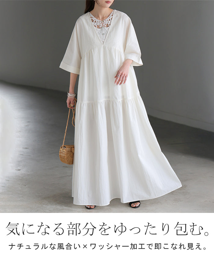 2026SS新作 ワンピース ロング ティアード レディース ワンピ ロング