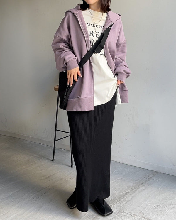 【刺繍ロゴパーカー着回し4LOOK】