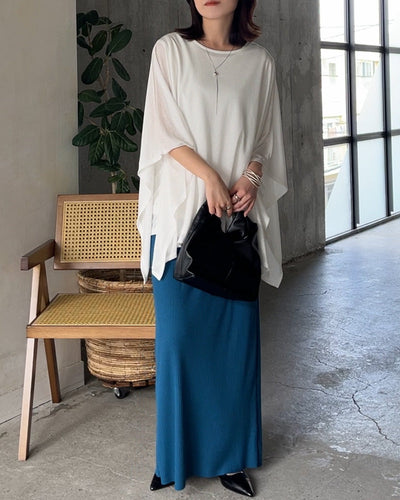 【二の腕カバーで安心、大人のこなれコーデ】