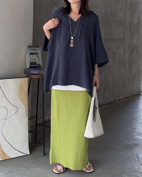 【涼しげに整う、自然派大人カジュアルコーデ】