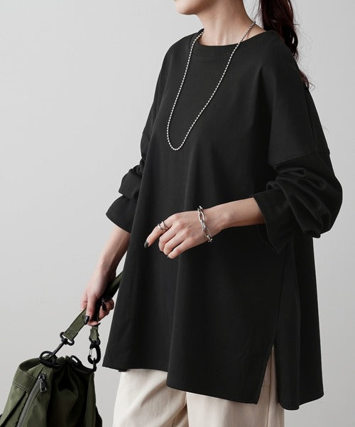 極美品 ロンドントランディッション 裏地チェック ロング丈 ブルー 希少色 ロンT 「 究極ルーズ 」 レディース 20代 30代 40代 50代 人気