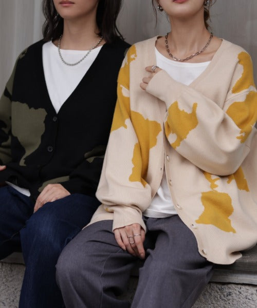 【お年玉セール特価】 すっきり「 20代 レディース カーディガン 」ニット カモフラ柄 トップス