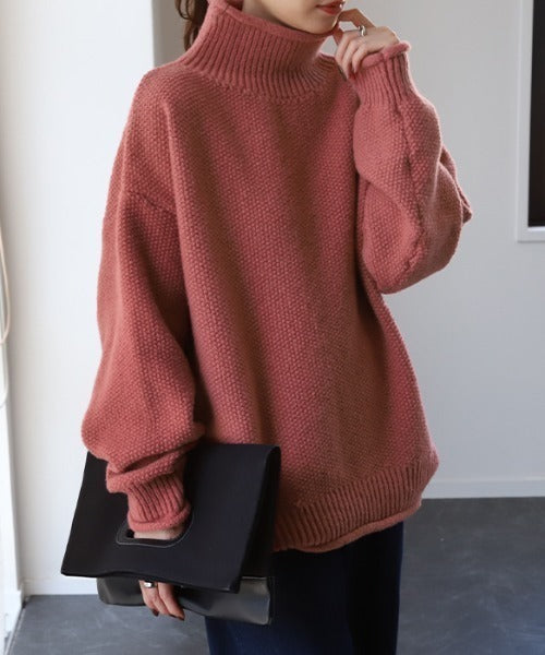 チクチクしない 「 鹿のこニット 」 ニット タートルネック