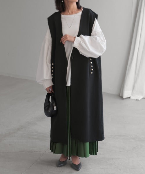 極美品♪ ヴェルメイユパーイエナ ノーカラー ベスト ジレ ダークグレー ヴェルメイユ パー イエナ VERMEIL par iena TRノーカラー