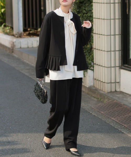 フォーマル 3点セット パンツ ジャケット ブラウス 体型カバー