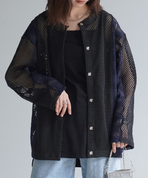 カーディガン メッシュ サマーニット □7月中旬入荷 レディース