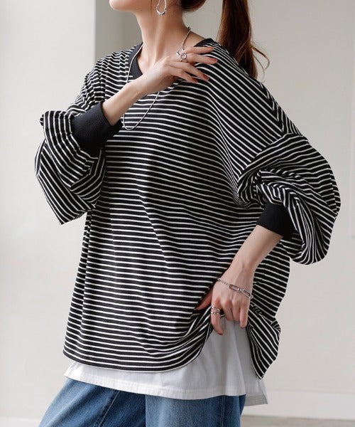 tシャツ レディース 長袖 秋 大きいサイズ カットソー 無地 ランドネック ドロップスリーブ トップス ゆったり 楽天市場】ゆったり 長袖 tシャツ レディース（スタイル（ネック