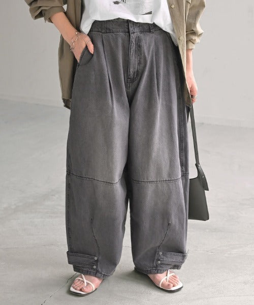 デニム パンツ デニムパンツ カーブ レディース ワイドパンツ
