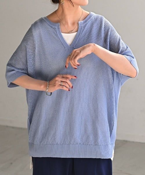 47%OFF】決算セール Tシャツ 透かし編みニット サマーニット