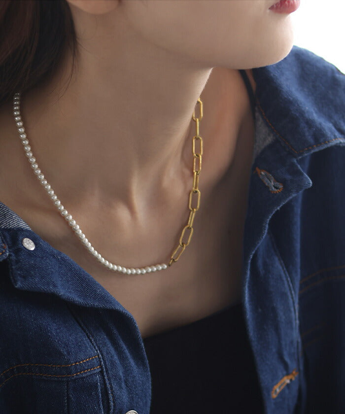 サージカルステンレス 』 ネックレス アクセサリー パール シルバー