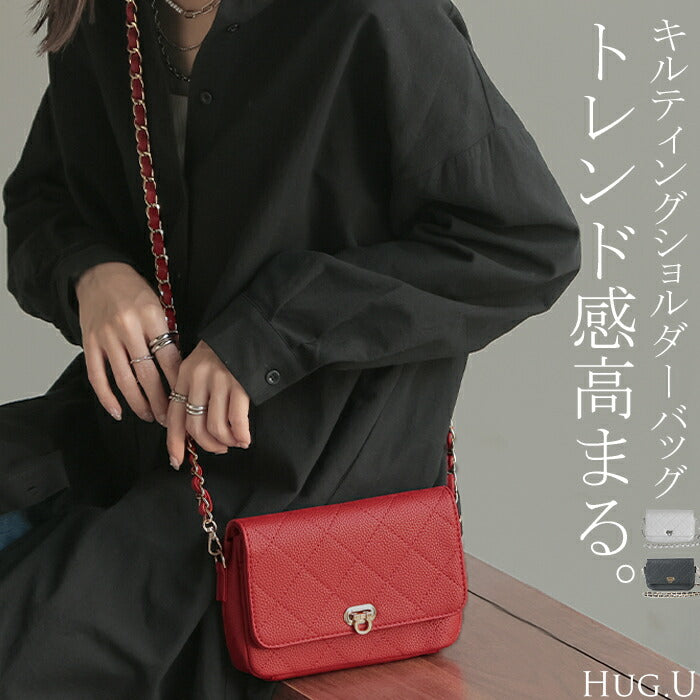 ミニ ショルダーバッグ チェーン 2WAY レザー 風 レディース