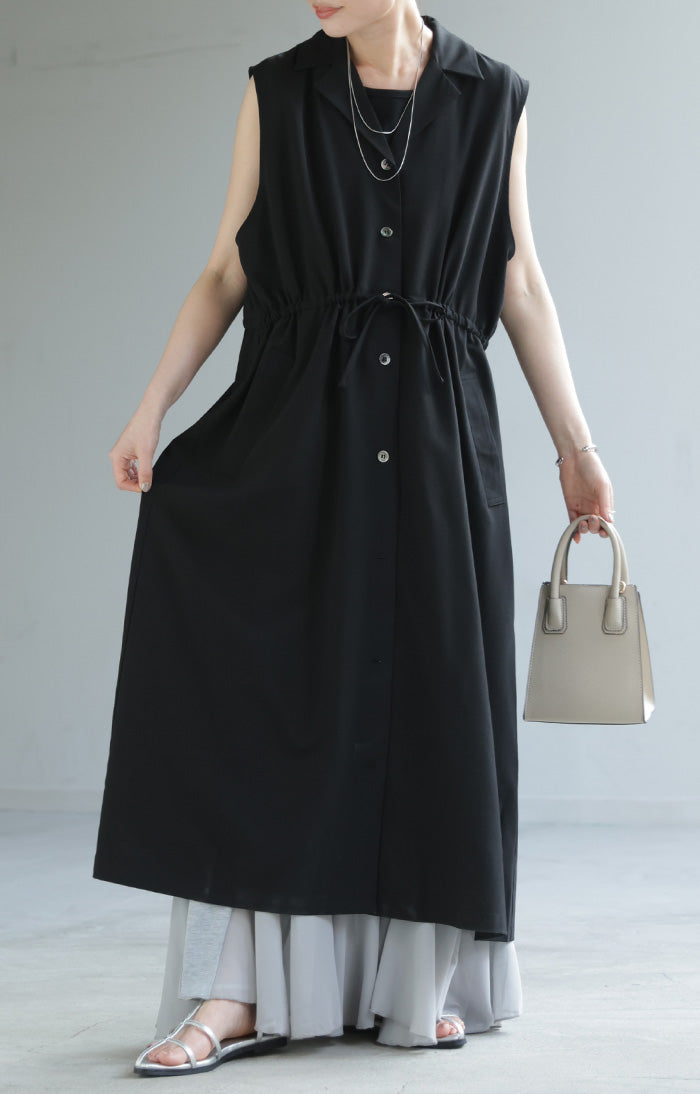 着こなし自由」 2way ジレ ワンピース レディース ロングジレ ベスト