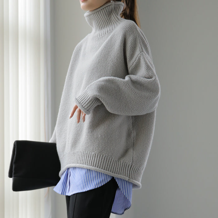 チクチクしない 「 鹿のこニット 」 ニット タートルネック タートル