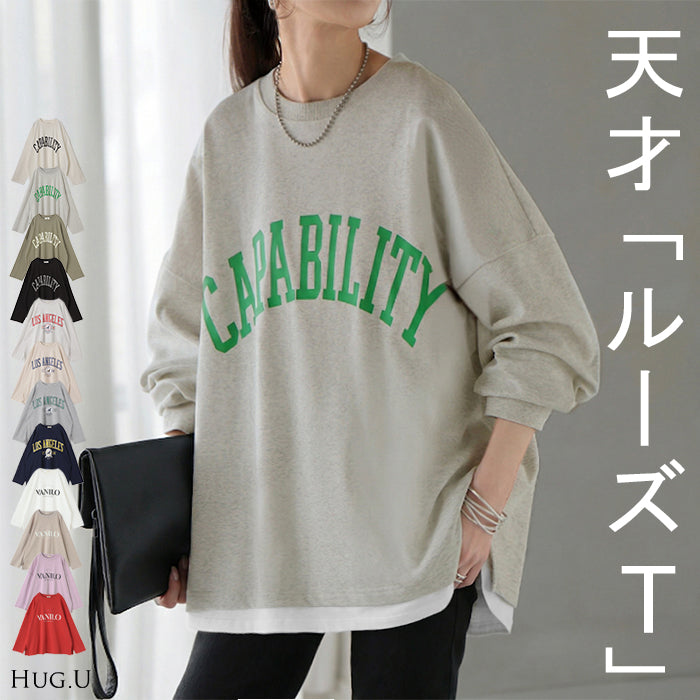 ロゴT 「 理想の オーバーサイズ 」ロゴ ロンT レディース カットソー