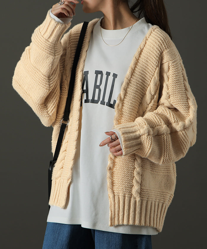 【美品】45R BADOU-R　ざっくりカーディガン　ウール　ニット　ガウン ka-wt06810.jpg