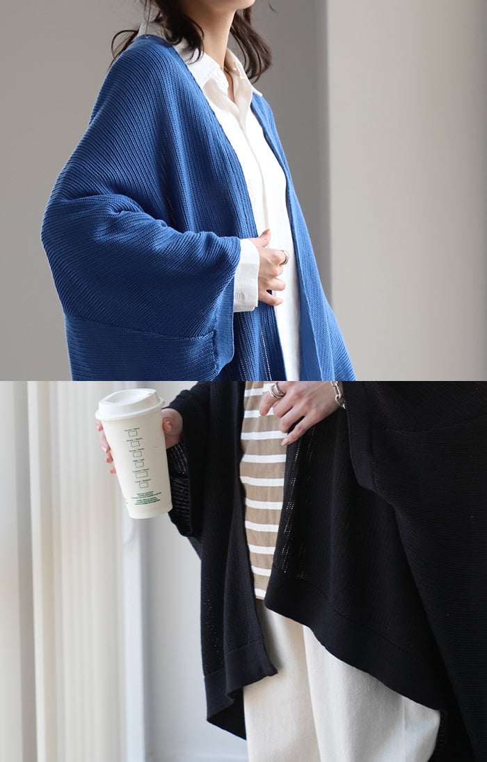 ゆったり隠す 『 モモンガカーデ 』 透かし編み メッシュ チュニック