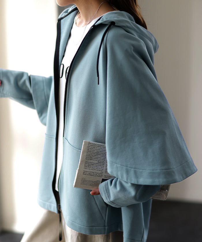 袖が取れる。「 長袖 ～ 七分袖 」 2way パーカー アウター レディース