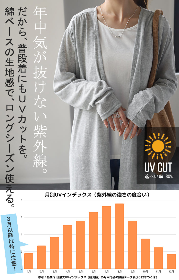スラっと縦長『 UVカット 』カーデ カーディガン ロングカーディガン