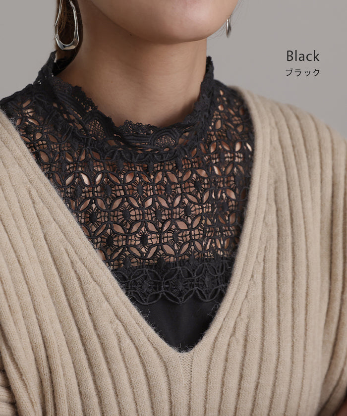 Sheller シェリエ　襟付きタンクトップ チラ見せ。襟 タンク「ちょい足し レイヤード 」 タンク トップス つけ