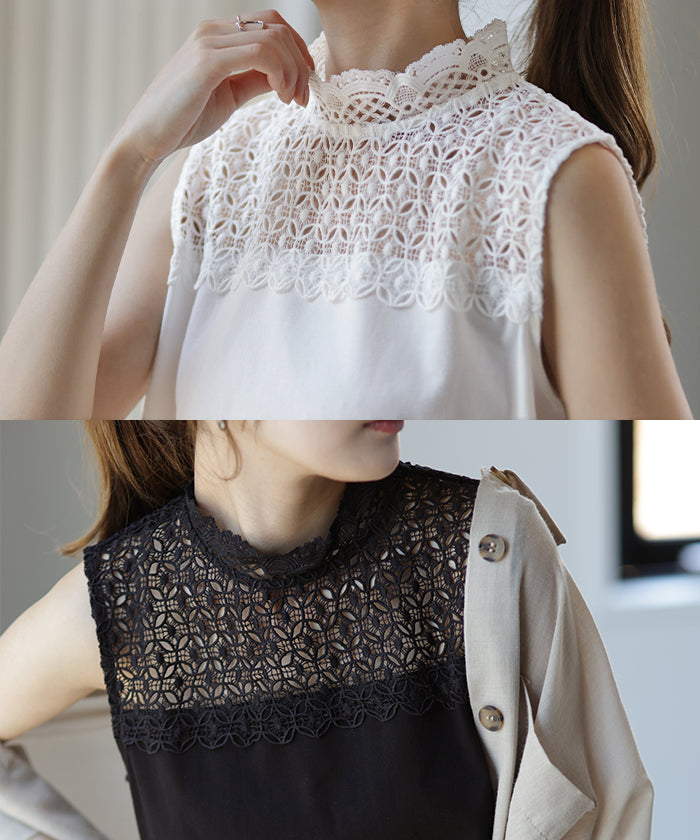 チラ見せ。襟 タンク「ちょい足し レイヤード 」 タンク トップス つけ