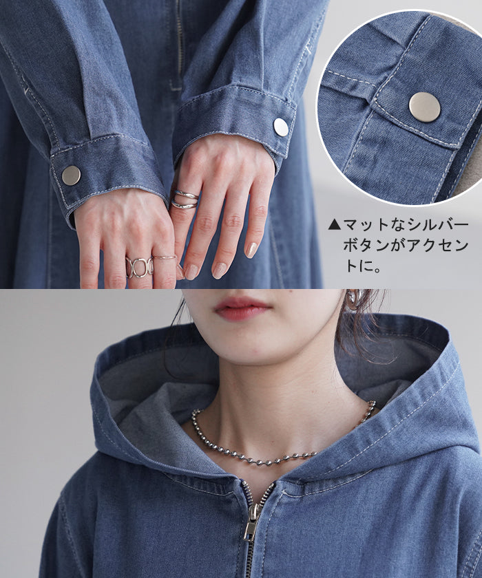 ワンピ デニム タイト目 ワンピース ハーフジップ デニムワンピ デニム