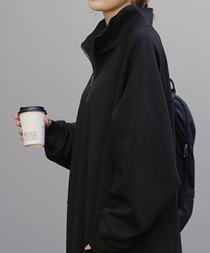 さらり、着心地。 「 立つ ハーフジップ 」ワンピ ワンピース ロング