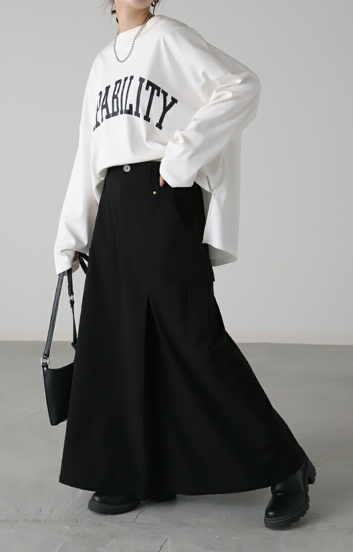 まさかの 裏起毛。」 ミリタリー チノ スカート Aライン ポケット チノ