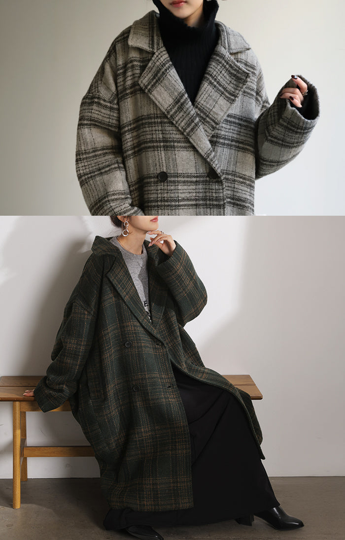 この季節に着たい。』チェック柄 コート ロングコート チェスター