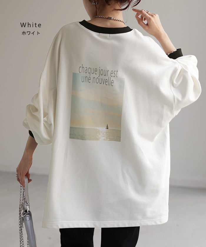 ロンT プリント レディース カットソー Tシャツ プリント 長袖 厚手