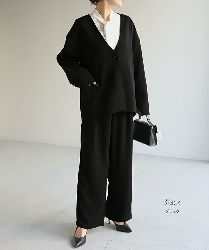 フォーマル 2点セット パンツ ジャケット 体型カバー レディース