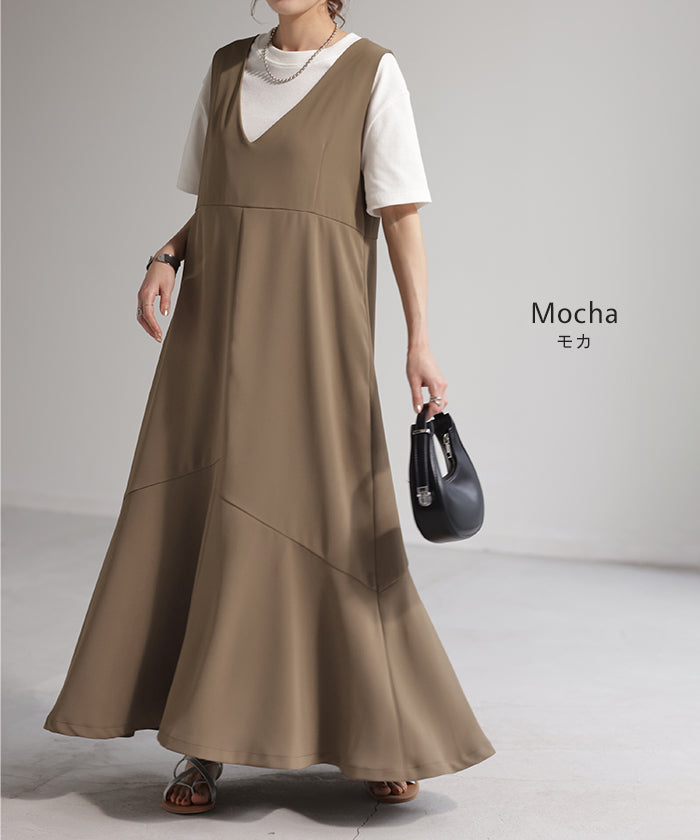 ワンピース マーメイド Aライン ロングワンピース ノースリーブ