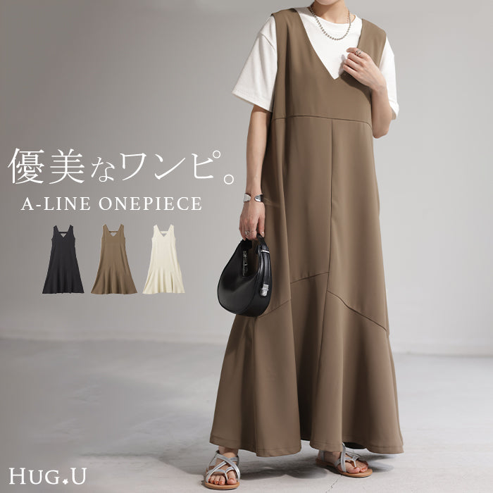 ワンピース マーメイド Aライン ロングワンピース ノースリーブ