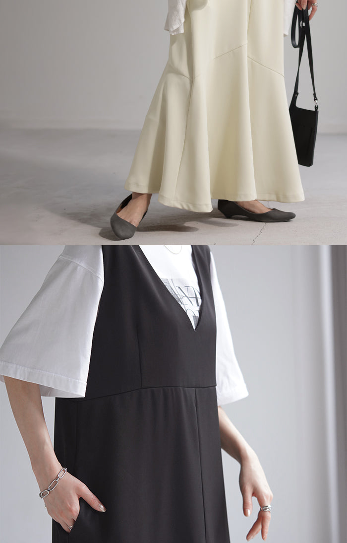 ワンピース マーメイド Aライン ロングワンピース ノースリーブ