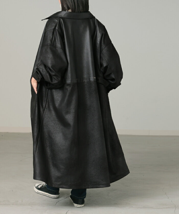 ジャケット レザー 風 ロング レディース アウター ロングジャケット