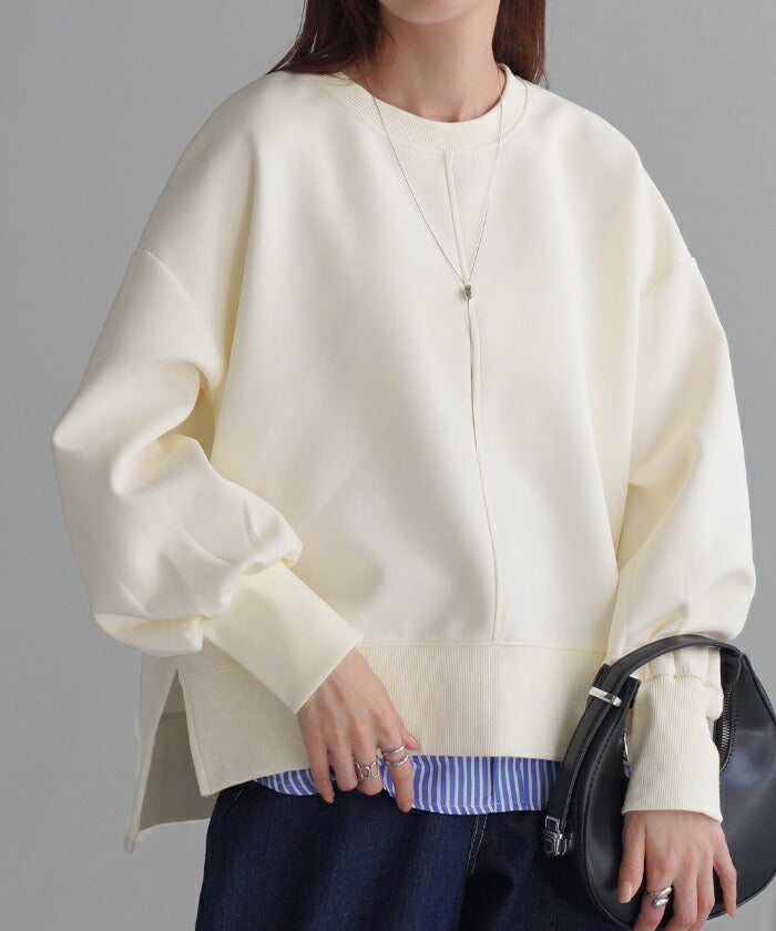 スウェット ジャスト丈 トップス レディース トレーナー 無地 ドルマン