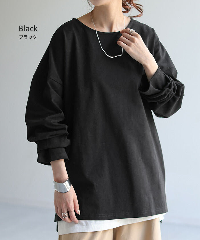 Tシャツ ロンT バスクT レディース トップス ボートネック 長袖
