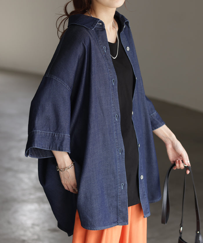 シャツ デニムシャツ レディース トップス ロング ロングシャツ シャツ デニムシャツ レディース トップス ロング ロングシャツ
