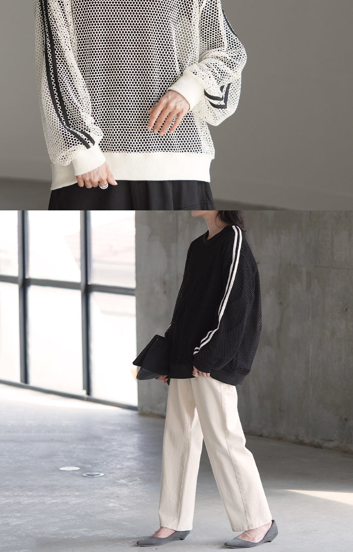 メッシュ スポーティー トップス レディース レイヤード プルオーバー