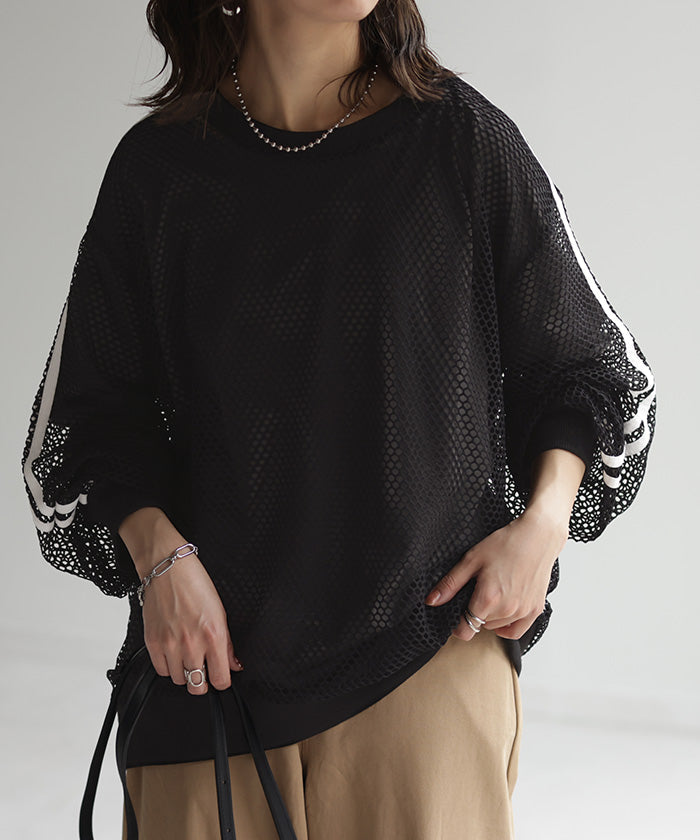新品未使用　ダークグレー 長袖 メッシュ トップス JYURYU TOP」 機能性トップス 長袖 メッシュ（Tシャツ