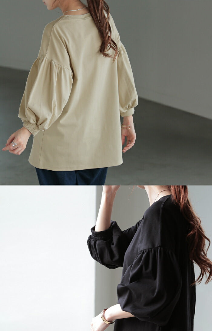 Tシャツ ぽわん袖 ロンT トップス ティーシャツ レディース カットソー