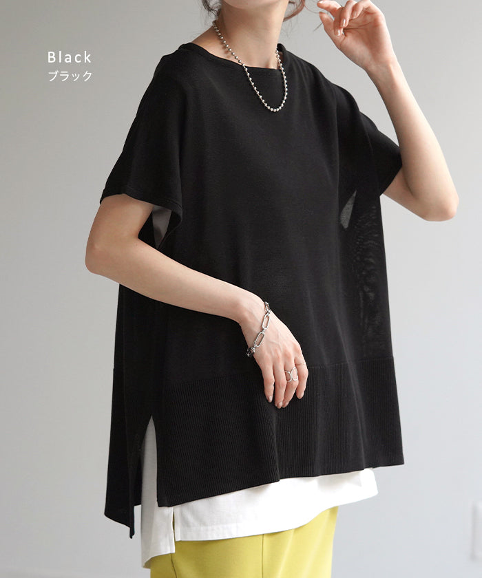 Tシャツ サマーニット 速乾 トップス レディース ロング ニット