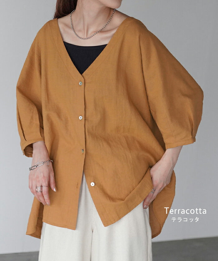 シャツ 麻 レディース トップス ロング ロングシャツ チュニック