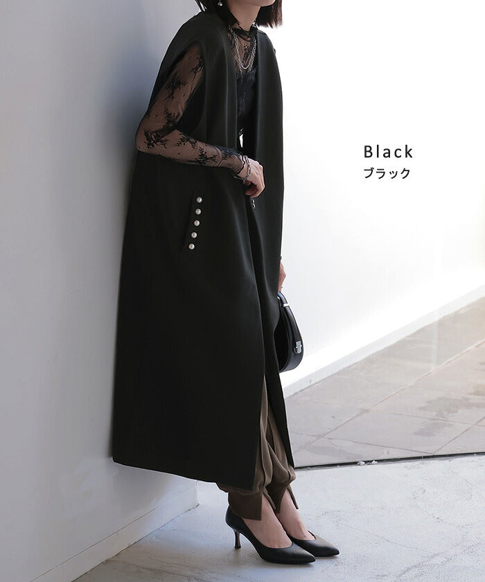 新品　芽風　ノースリーブロングベスト 黒　38 新品 芽風 ノースリーブロングベスト 黒 38 センソユニコ 芽風 ロング