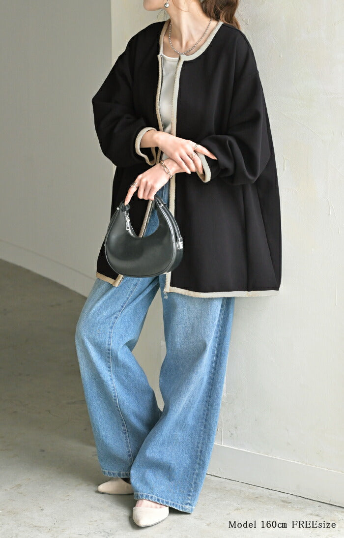 ジャケット ダンボール ニット パイピング レディース アウター