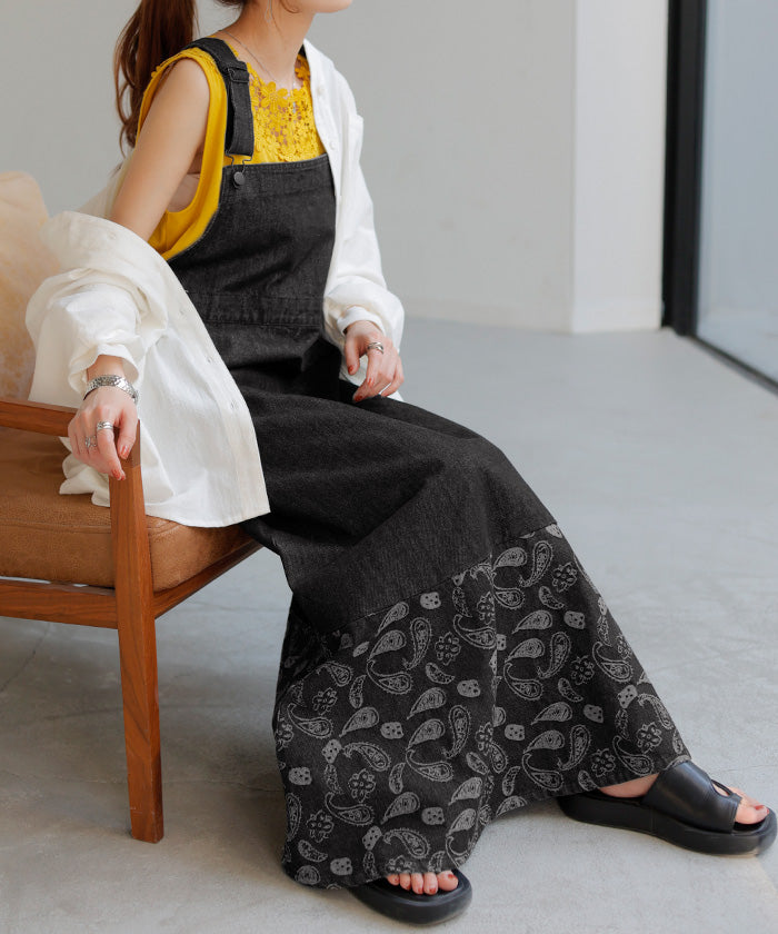 専用　Lee × Ray BEAMS / 別注　ブラックデニムサロペットスカート ワンピース デニム サロペット レディース スカート マーメイド