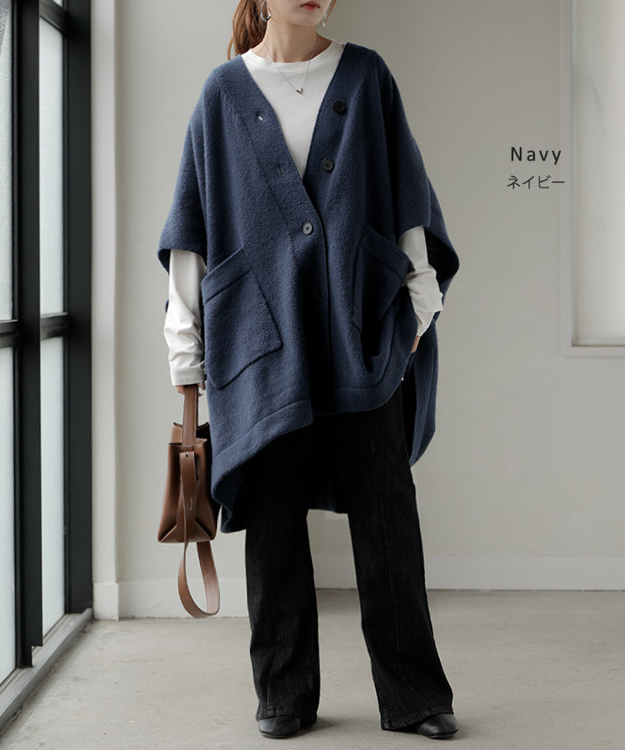 カーディガン ポンチョ ロング レディース トップス アウター ニット V