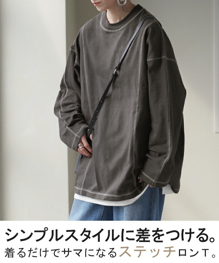 ロンT レディース カットソー ティーシャツ 無地 長袖 Tシャツ ロング