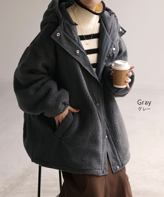 ボアジャケット スウェード フード アウター レディース ボア ロング