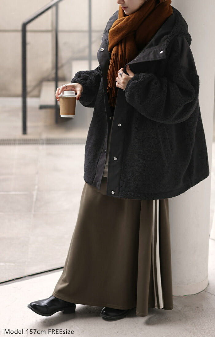 ボアジャケット スウェード フード アウター レディース ボア ロング