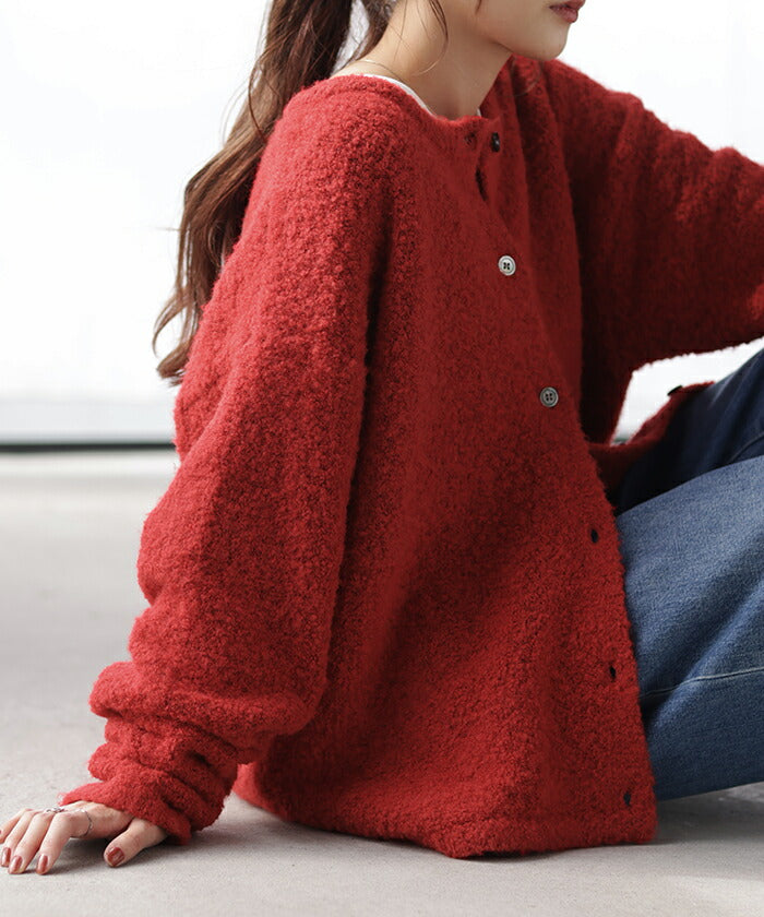 プントドーロ◎最高級 なおっ 真っ赤なロングカーディガン(F)上質素材  